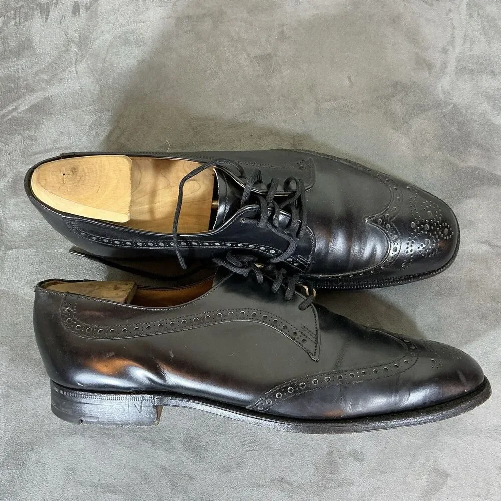 Church’s Of England Medallion Men’s Black Leather Dress Shoes 9 C Vintage Oxford